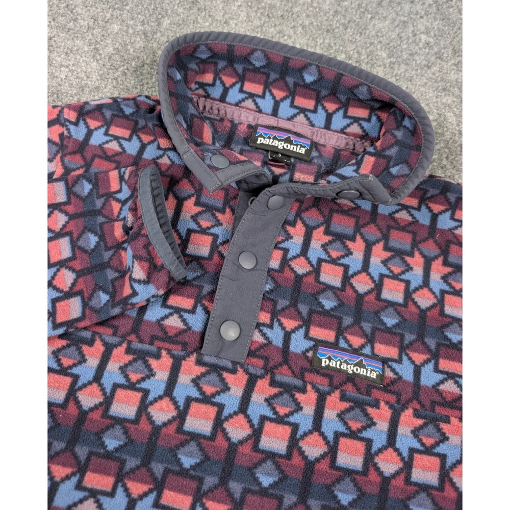 Patagonia Micro D Snap T Pullover Womens Small Purple Aztec Geometric‎ Print